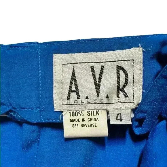 Vintage A.V.R. Collection Trouser Pants Size 4 Silk High Rise Pleated Tapered - Picture 5 of 11